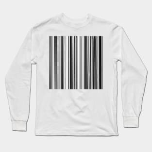 Black and White Barcode Stripes Pattern Long Sleeve T-Shirt